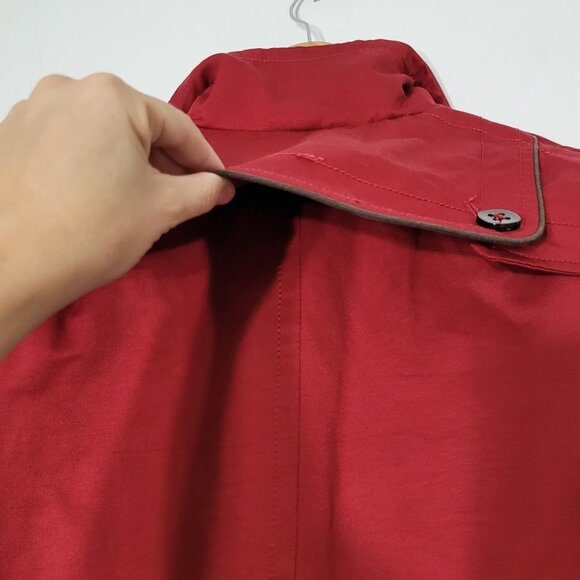 Soia & Kyo Red Cotton Blend Zip Front Casual Trench Jacket Belted Pockets XS/S - Picture 8 of 12